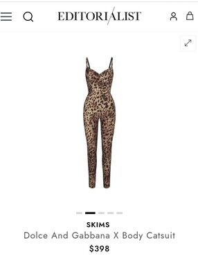 Dolce & Gabanna x Skims Catsuit Leopard Satin Small
